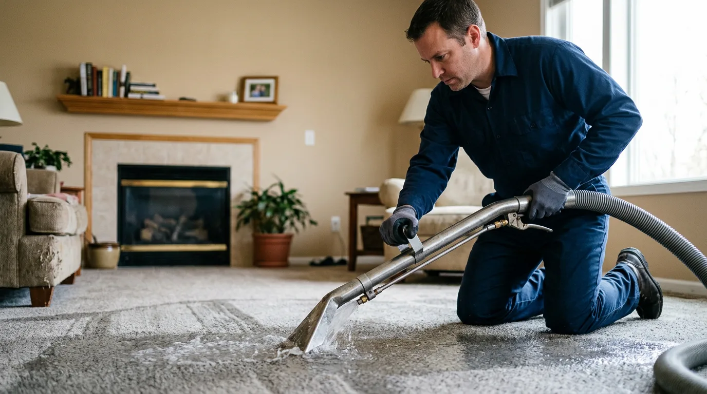 Water damage restoration technician working near Branchville, IN